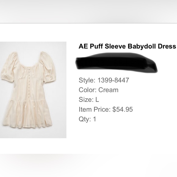 American Eagle Cream Puff Sleeve Babydoll Dress - Picture 2 of 2